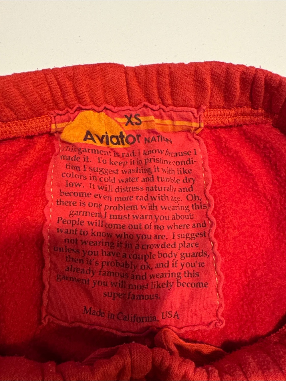 Aviator Nation Bolt Sweatpants ~ XS ~ Red - Picture 9 of 15
